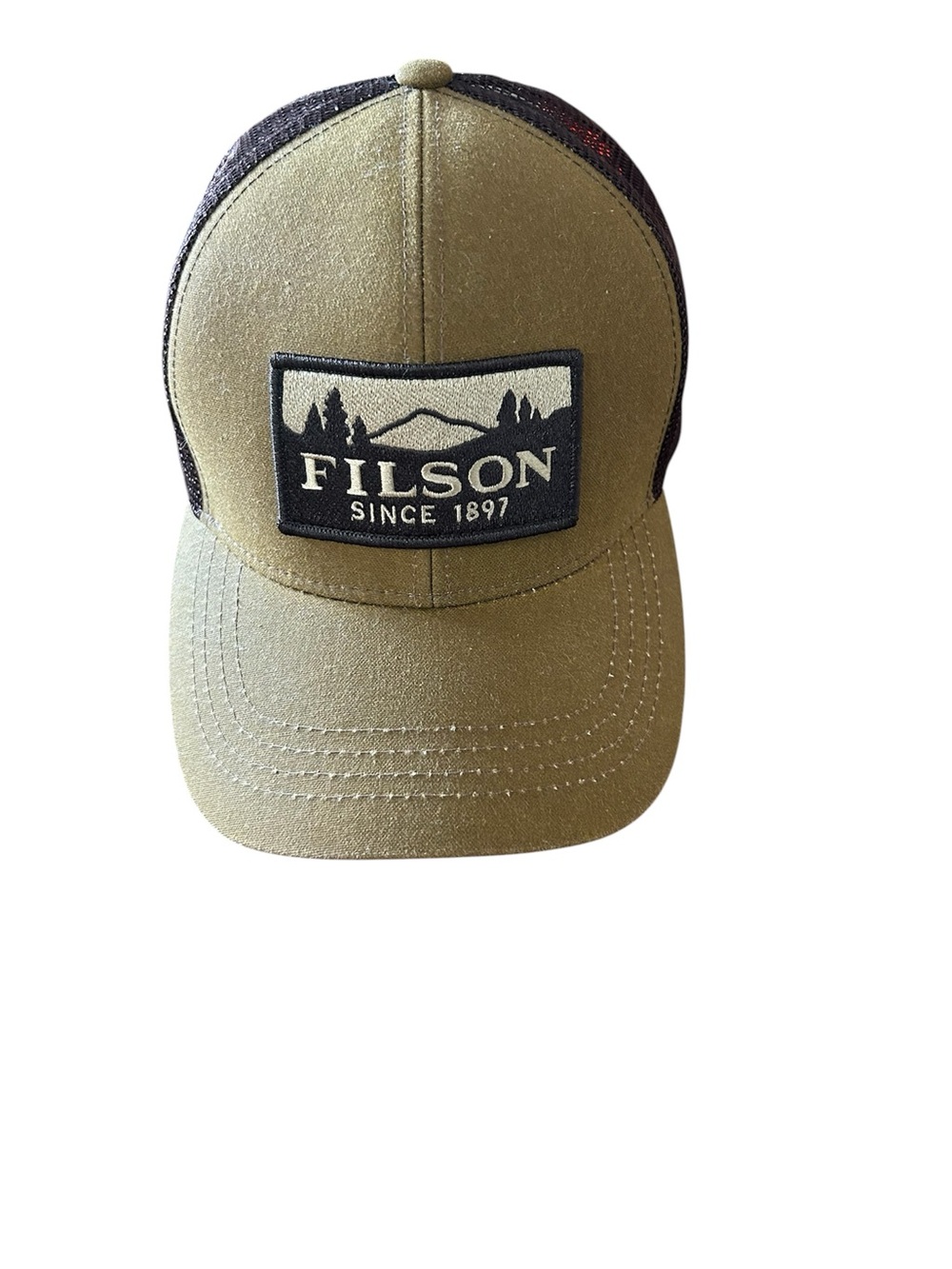 Filson Tan and Brown Mesh-Back Logger Hat with Patch
